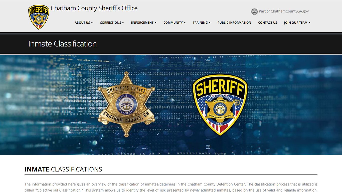 Chatham County Sheriff's Office - Inmate Classification
